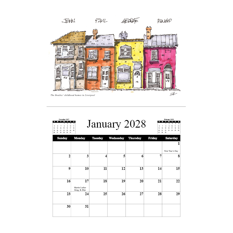 Steve Kirkpatrick-A Year in Sketches Calendar-Jan 2028